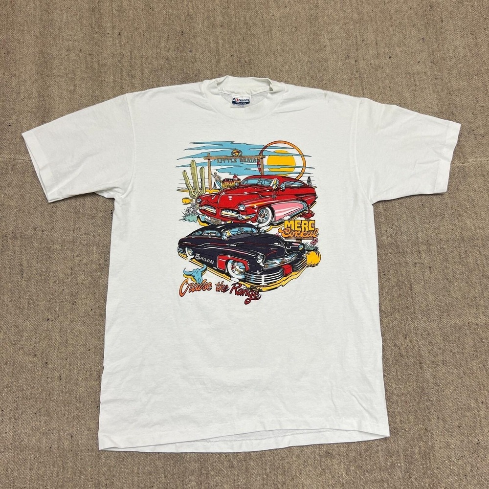 Vintage Merc Corral Shirt‎ Mens Large White 1980s Cruise The Ranch